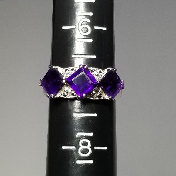 SS Amethyst & Topaz Ring  Sz7 - Picture 7 of 10